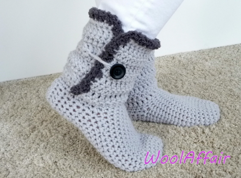 Häkelanleitung Hausschuhe häkeln - Häkelstiefel - No.96